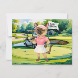 Golf pension för siamesiska kattlover vykort