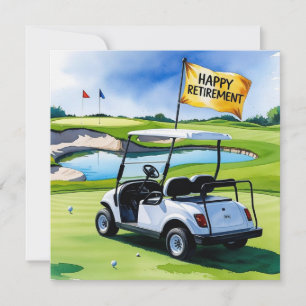 Golf pension med golfvagn på grönt kort