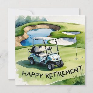 Golf pension med golfvagn på grönt kort
