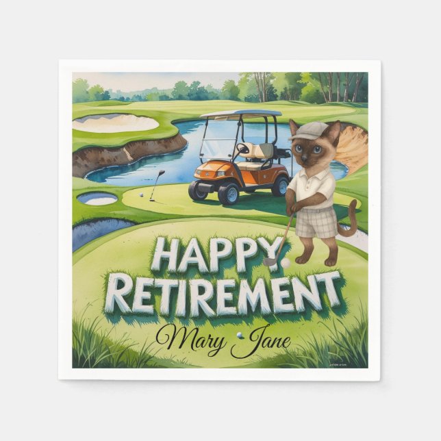 Golf Pension temat för siamesiska kattälskare Pappersservett (Framsidan)