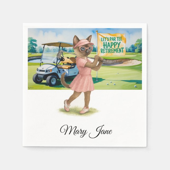 Golf Pension temat för siamesiska kattälskare Pappersservett (Framsidan)