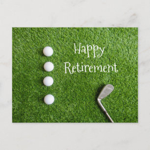 Golf pension till golfer med golf boll på grönt vykort