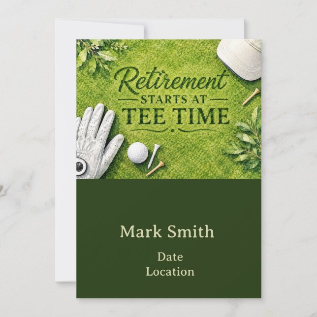GOLF PENSIONERING Party på greenen  Inbjudningar (Framsida)