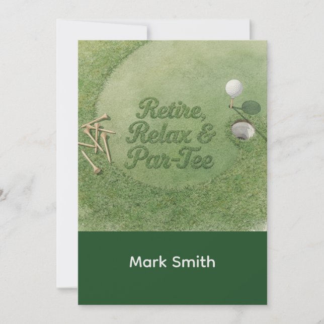 GOLF PENSIONERING Pensionera, Slappna av & ParTee  Inbjudningar (Framsida)