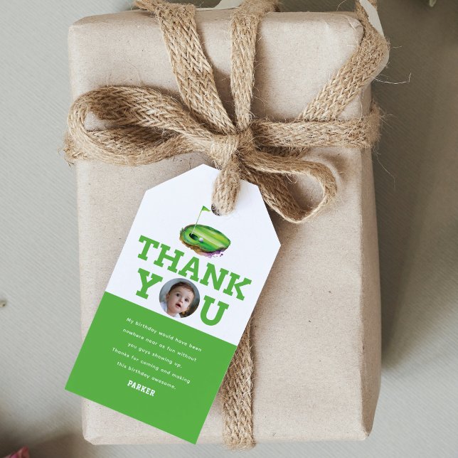 Golf Personlig Photo First Birthday Presentetikett (Skapare uppladdad)