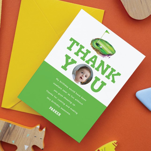 Golf Personlig Photo First Birthday Tack Kort (Skapare uppladdad)