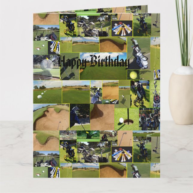 Golf Photo Collage, den fantastiska stora födelsed Kort (Framsida)