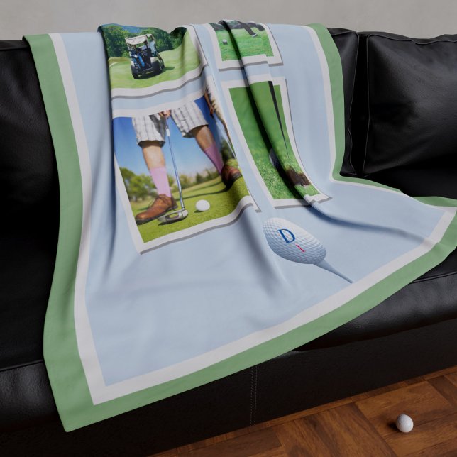 Golf Photo Collage Personlig Fleece Blanket (Skapare uppladdad)