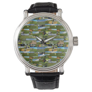 Golf, Photo Collarge, Manar Leather Watch Armbandsur