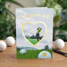 Golf Photo Foil Heart Ram Fars dag Card