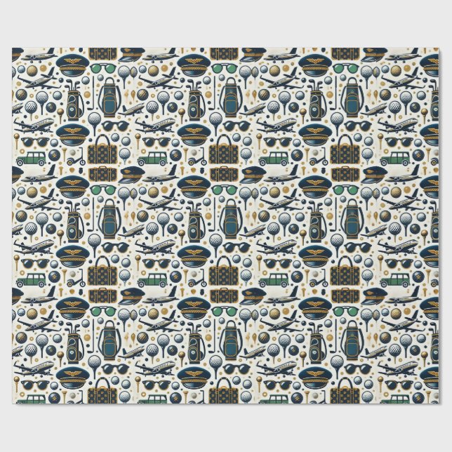 Golf Pilot tema med flygplan Presentpapper (Platt)