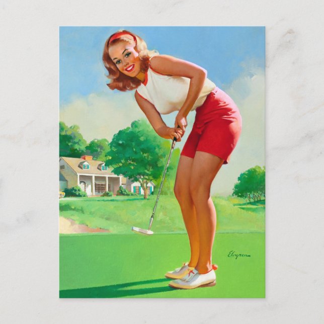 Golf Pin Up Vykort (Framsida)