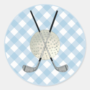 Golf Play Blue White Preppy Land Klubb Runt Klistermärke