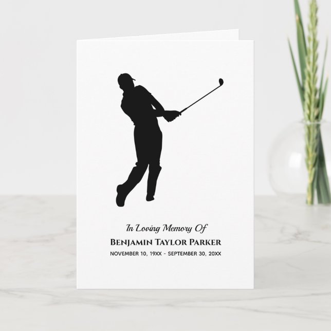 Golf Player Bereavement Sympathy Funeral Memorial Tack Kort (Framsida)