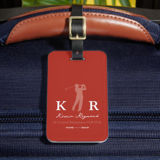 Golf Player Cool Classy Monogram Red Bagagebricka