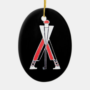 GOLF PLAYER,GOLFER BLACK,RED RUBY MONOGRAM JULGRANSPRYDNAD KERAMIK
