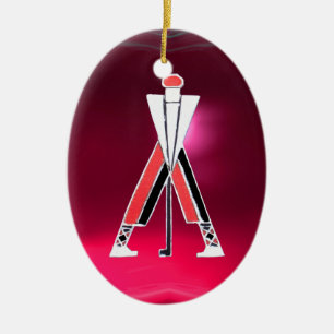 GOLF PLAYER,GOLFER RED ROSA RUBY MONOGRAM JULGRANSPRYDNAD KERAMIK