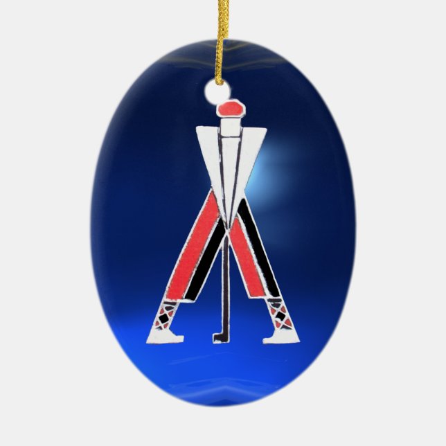 GOLF PLAYER,GOLFER RED RUBY,BLUE SAPPHIRE MONOGRAM JULGRANSPRYDNAD KERAMIK (Framsidan)