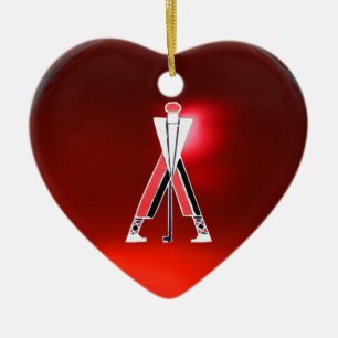 GOLF PLAYER,GOLFER RED RUBY MONOGRAM JULGRANSPRYDNAD KERAMIK