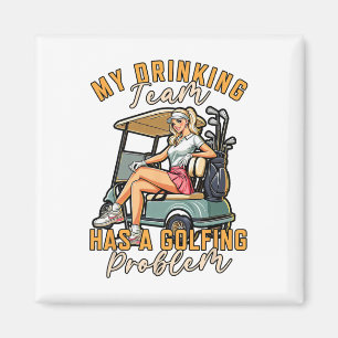 Golf Player Golfing My Drinking Team har ett golfs Magnet