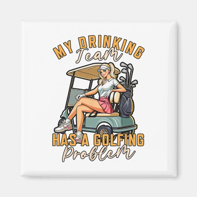 Golf Player Golfing My Drinking Team har ett golfs Magnet (Framsidan)