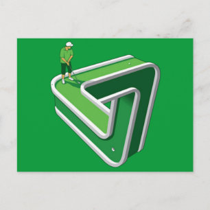 Golf Player Illusion Vykort