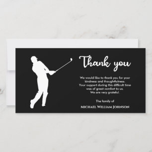 Golf Player Memorial Funeral Black and White Tack Kort