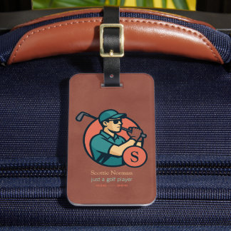 Golf Player Modern cool brick-red  Bagagebricka