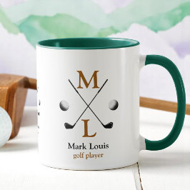 Golf Player Monogram-Logotyp Mugg