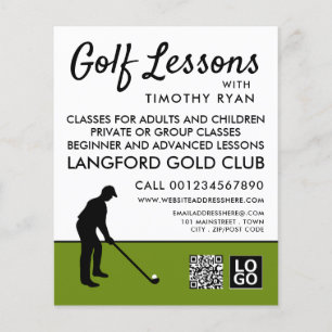Golf Player Silhouette, GoIf Lesson Advertising Flygblad