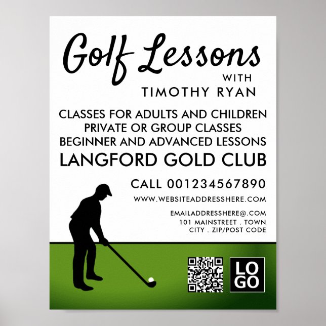 Golf Player Silhouette, GoIf Lesson Advertising Poster (Framsidan)