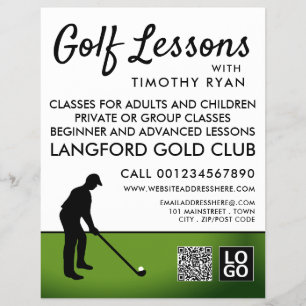 Golf Player Silhouette, GoIf Lesson-reklam Reklamblad
