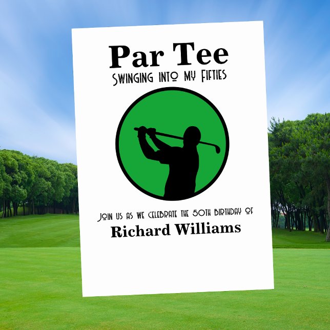Golf Player Swinging into My Fifties 50th Birthday Inbjudningar (Skapare uppladdad)