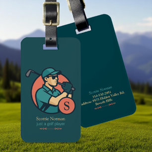 Golf Player Travel Modern Retro Luggage Tag Bagagebricka