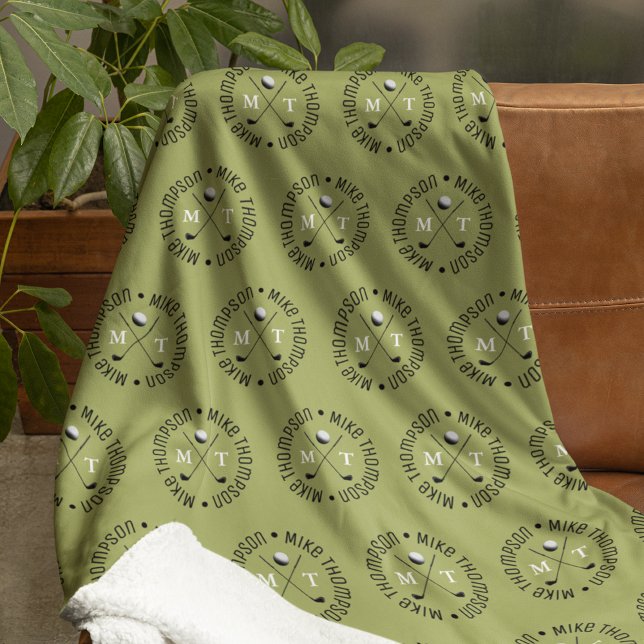 Golf Players khaki Logotyp Monogrammed allover Fleecefilt (Skapare uppladdad)