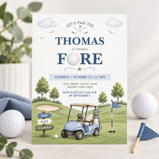 Golf Pojke 4-årsdag Inbjudningar (Skapare uppladdad)