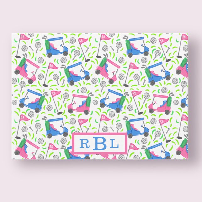 Golf Preppy Three Brev Monogram Anteckningskort (Skapare uppladdad)