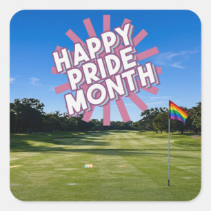 Golf Pride på golfbana regnbågstema Fyrkantigt Klistermärke
