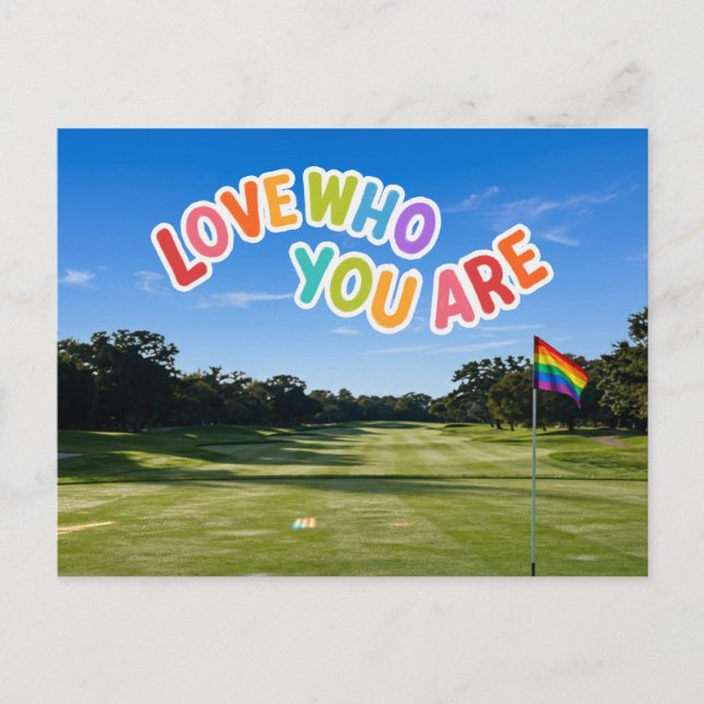 Golf Pride på golfbana regnbågstema Vykort (Framsida)