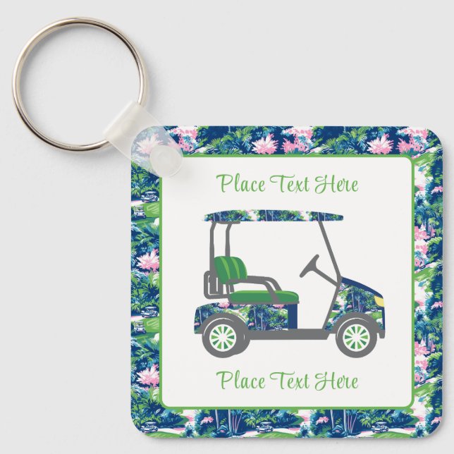 Golf Print Golf Cart Nyckelring (Framsida)