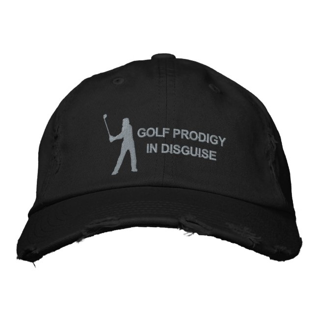 Golf Prodigy in Disguise Funny Golf Design Broderad Keps (Framsida)