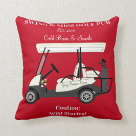 Golf Pub Golf Cart Beer & Snacks Vild Story Kudde