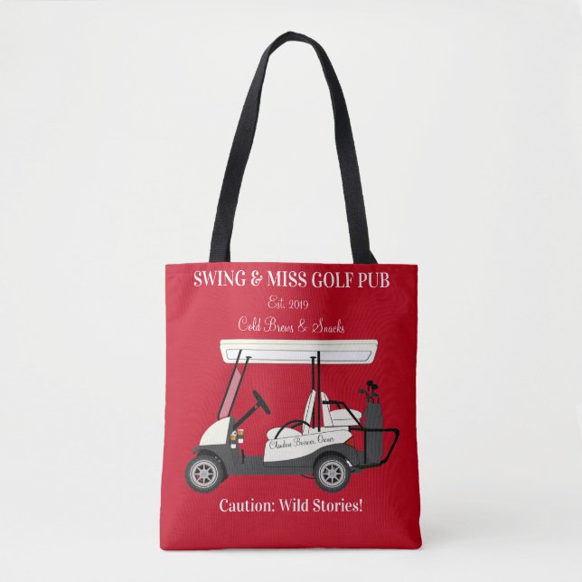 Golf Pub Golf Cart Beer & Snacks Vild Story Tygkasse (Framsida)