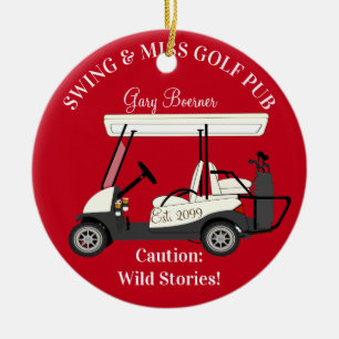 Golf Pub med Cart Golfer jul Ornament