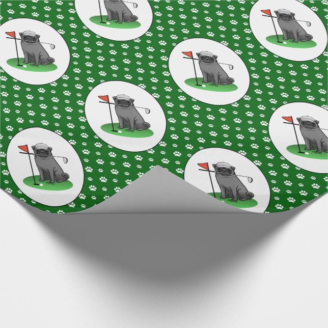 Golf Pug Pay Golf (svart) Cute Hund Funny Presentpapper (Hörn)