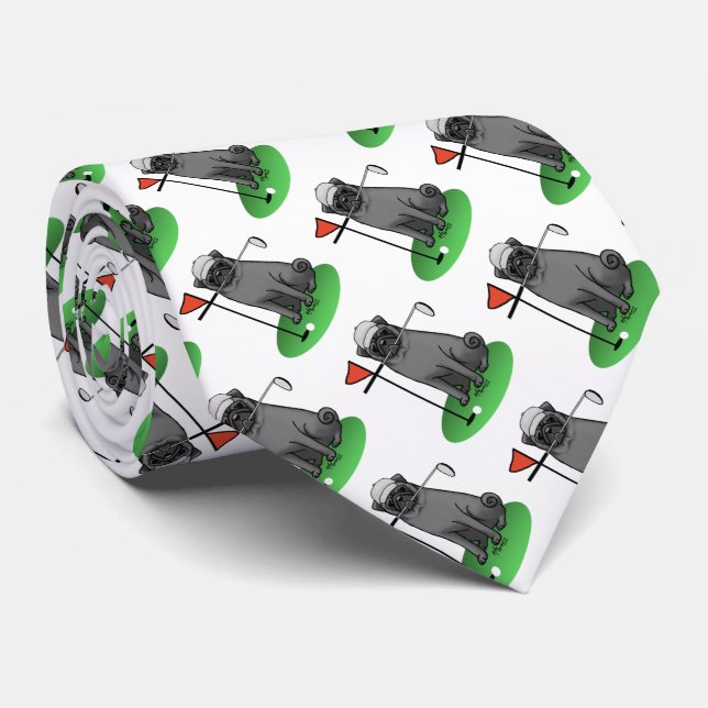 Golf Pug Pay Golf (svart) Cute Hund Funny Slips (Rullad)