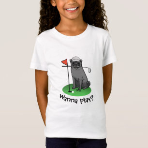 Golf Pug Pay Golf (svart) Cute Hund Funny T Shirt