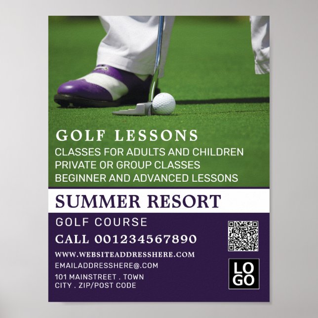 Golf Putt, GoIf Lesson Advertising Poster (Framsidan)