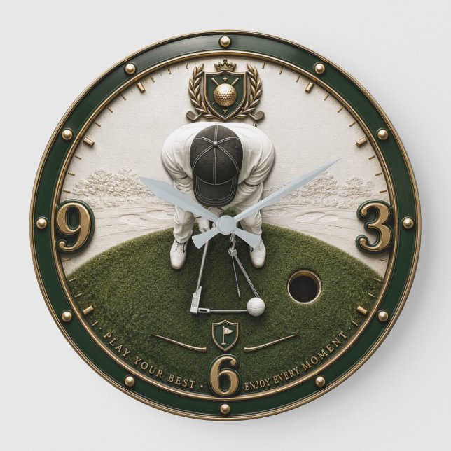 Golf Putting Golfer Gift Stor Klocka (Framsida)