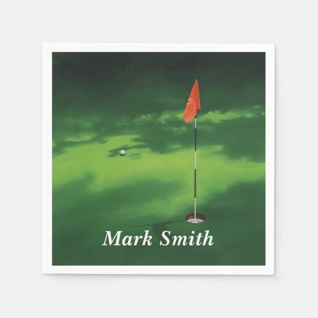 Golf putting green med namn  pappersservett (Framsidan)